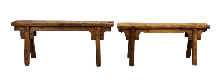 Pair of Chinese narrow benches