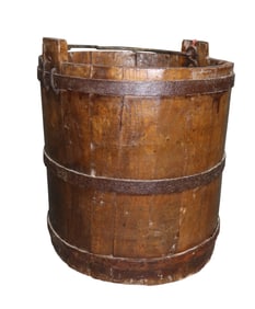 Antique wood and iron water bucket