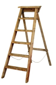 Pine display ladder with brass kick plates