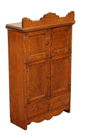 American miniature tiger oak table top cabinet with 4 doors and 2 doors