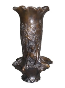 Figural Bronze Vase After Auguste Rubin