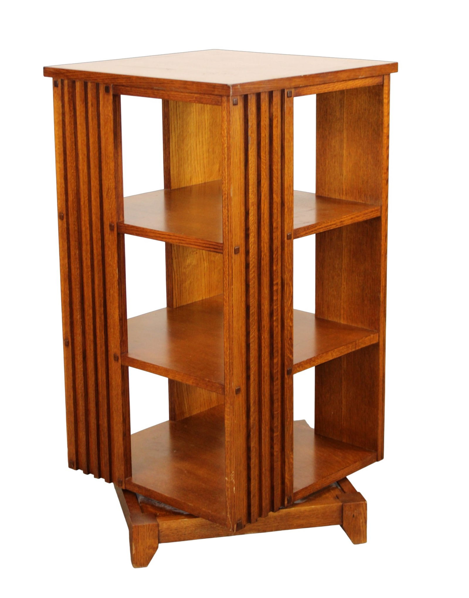 Mission style revolving bookcase in oak (1 of 9)