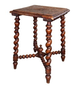 French oak stool on barley twist legs