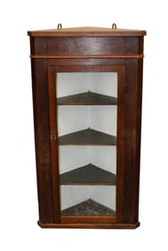 English mahogany wall mount corner cabinet
