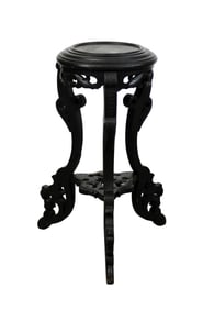 American ebonized pierced carved plant stand