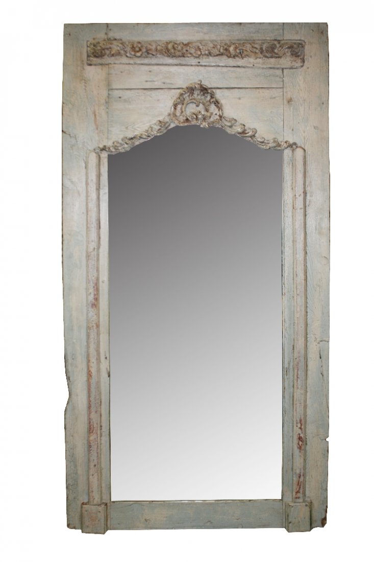19th century French painted trumeau mirror: 19th century French painted trumeau mirror 39"w x 77"h