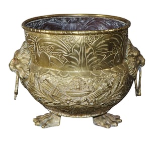 French cache pot with lion heads