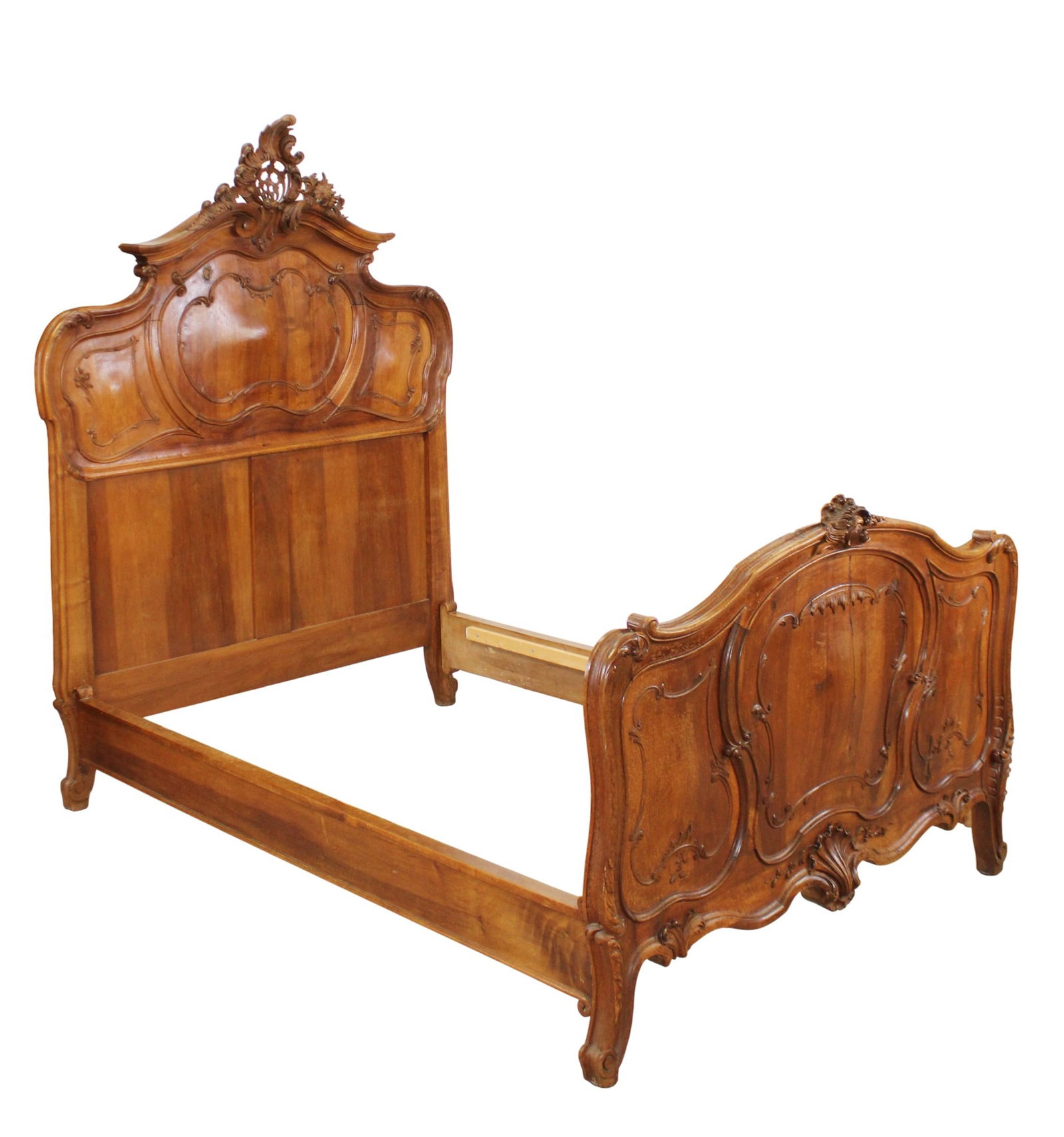 French Louis XV bed in carved walnut (1 of 11)