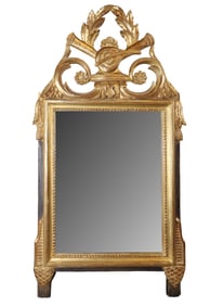 French Louis XVI style giltwood mirror with laurel wreath