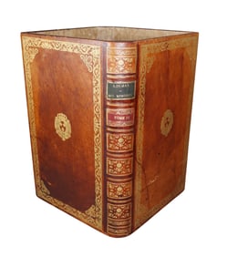 French embossed faux book leather waste bin