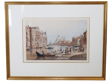 Lithograph depicting Basilica Santa Maria della Salute in Venice