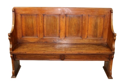 Italian paneled back hall bench in walnut