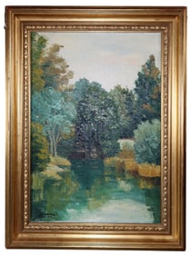 Oil on canvas painting depicting landscape scene