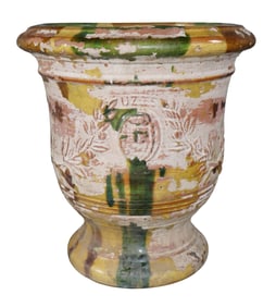 French Uzes glazed terra cotta urn planter