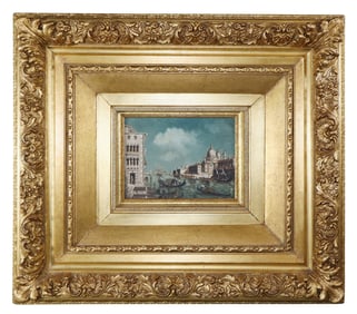 Oil on canvas painting of Venice canal scene