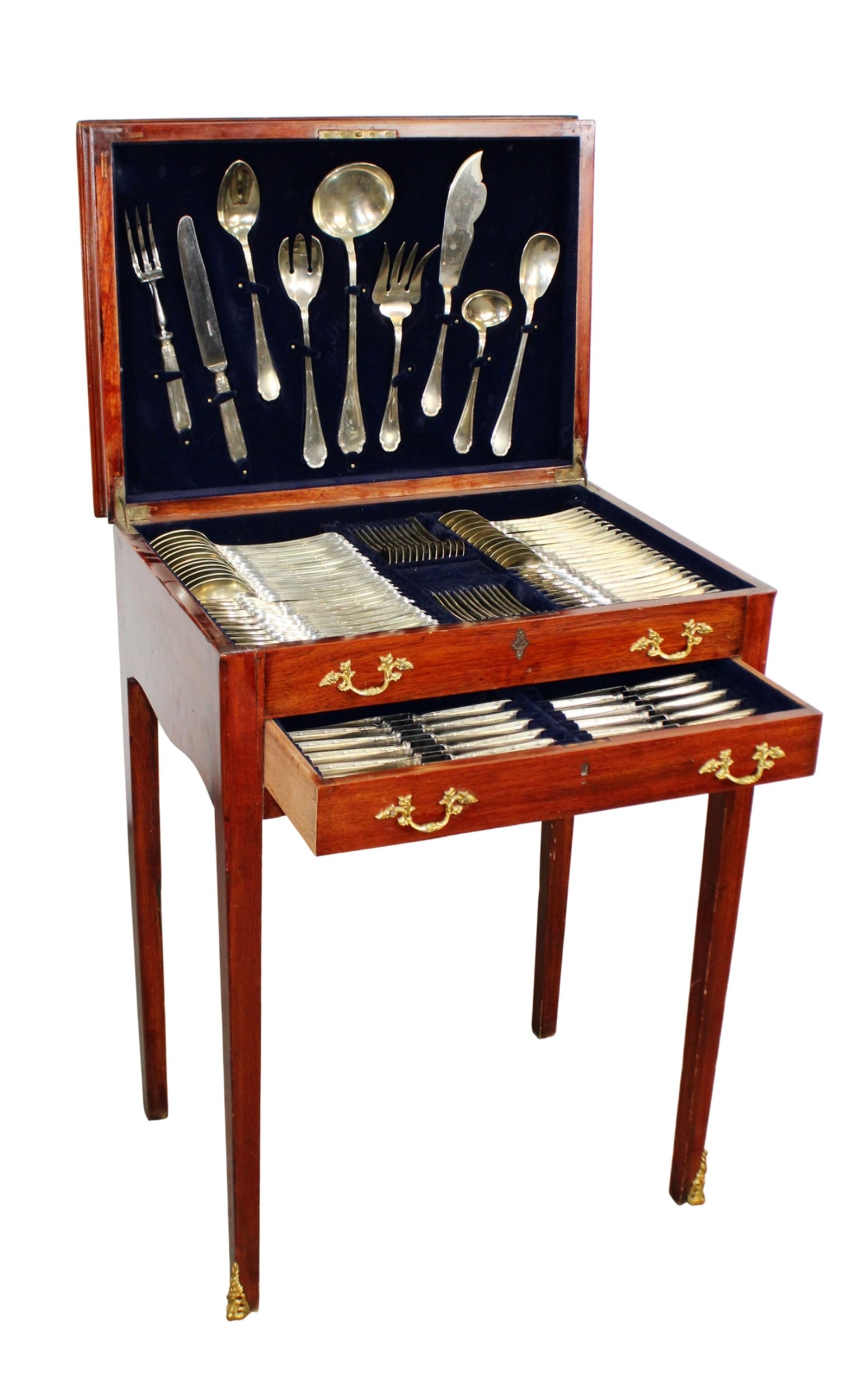 French silverplate flatware service for 12 in Louis XV style case (1 of 12)