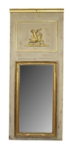French Empire trumeau mirror with cherub on goat