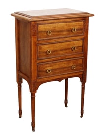 Petite French Louis XVI style 3 drawer commode on legs