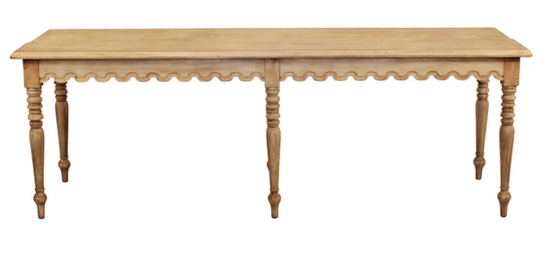 French Provincial 6 leg bleached sofa table or console