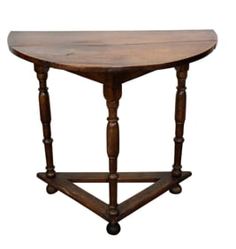 French demi lune console table on 3 legs