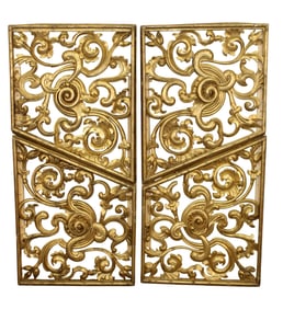 Lot of 2 Portuguese carved gilt panels with acanthus scrolls