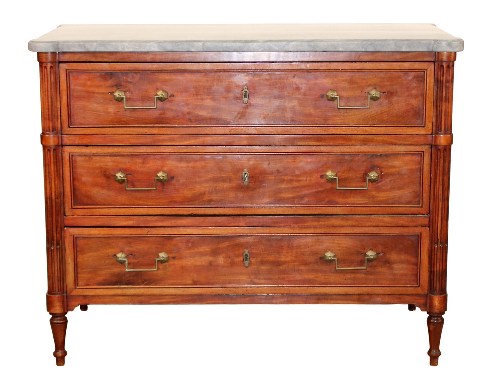 French Louis XVI 3 drawer commode with marble top (1 of 13)
