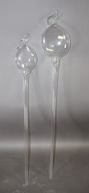 Lot of 2 French blown glass wine cask siphons