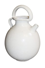 French glazed terra cotta cruche pitcher in white