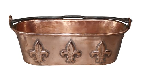 French copper fish poacher with fleur de lys