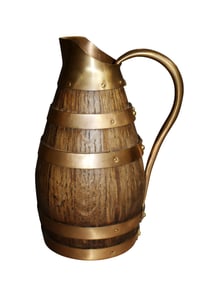 French miniature oak and brass cider pitcher