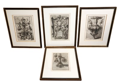 Set of 4 Italian architectural engravings after Giovanni Giardini Copper