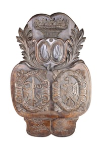 French carved walnut crest with crown