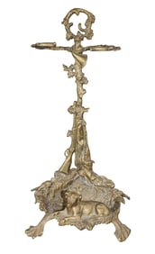 French bronze hunt motif umbrella stand with dog