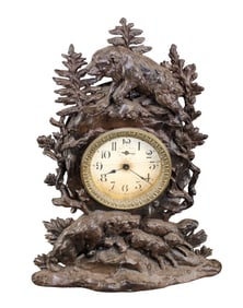 French cast iron mantel clock with bears