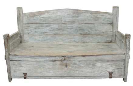 French rustic farmhouse bench in oak with painted finish