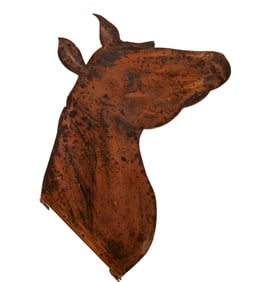 French painted iron double sided horse head trade sign