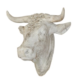 French wall mount terra cotta bull head