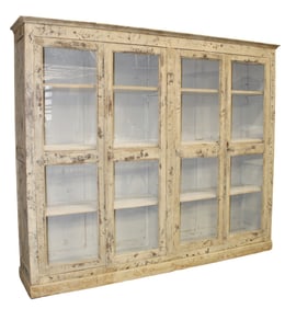 French 4 door bookcase with distressed painted finish