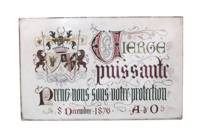 French carved white marble chateau chapel plaque