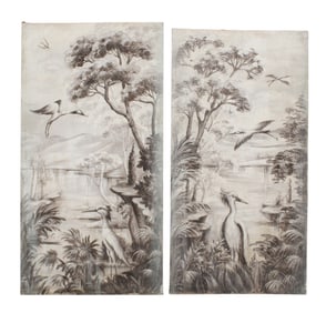 Lot of 2 Italian oil on canvas black and white paintings