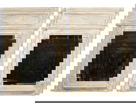 Pair of French 19th century trumeau mirrors in painted finish: Pair of French 19th century trumeau mirrors in pine with a painted finish. 73 1/2"h x 52 1/2"w