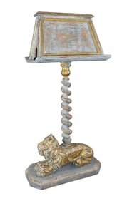 Italian polychrome lectern on lion form base