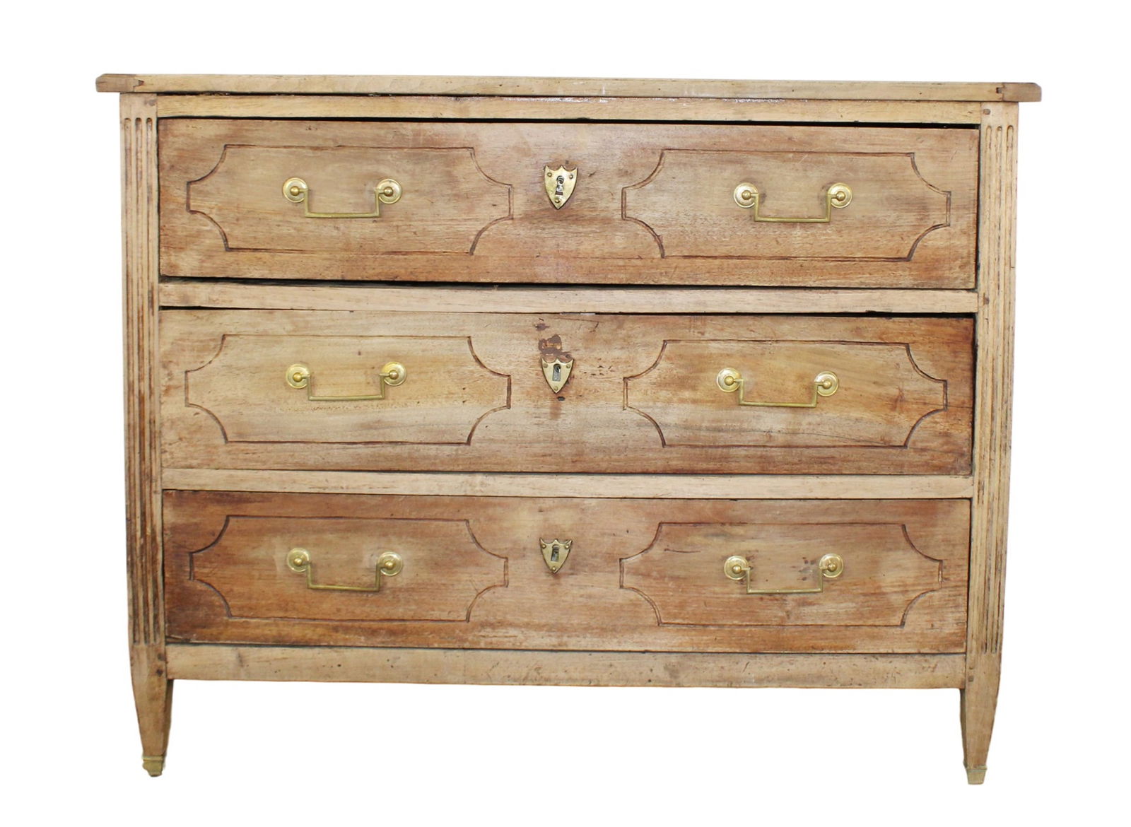 French Louis XVI 3 drawer commode in bleached walnut. 19th century (1 of 12)