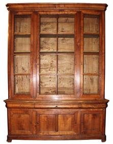 French Louis Philippe 3 door bookcase in walnut with screen doors