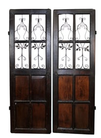 Pair of French oak and wrought iron doors