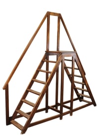 French double library ladder in pine