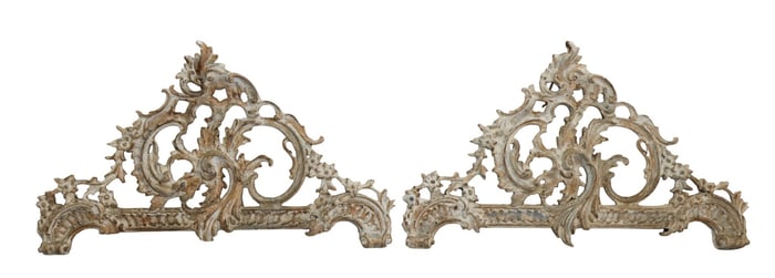 Pair of Italian relief carved and painted crests