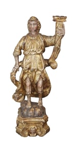 Italian polychrome and gilt wooden Santos figure