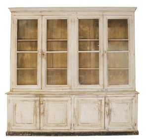 French 4 door painted pine bookcase