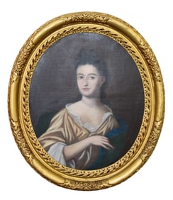 Oil on canvas painting portrait of French noble woman